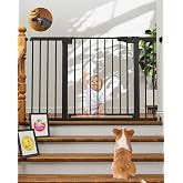 Cumbor 30-48 in Baby Gate for Stairs, Auto Close Dog Gate Indoor, Black | Mom's Choice Awards Winner, Double Lock Safety for Doorways, One-Hand Open Child Gate for Toddlers &amp; Pets, Pressure Mounted