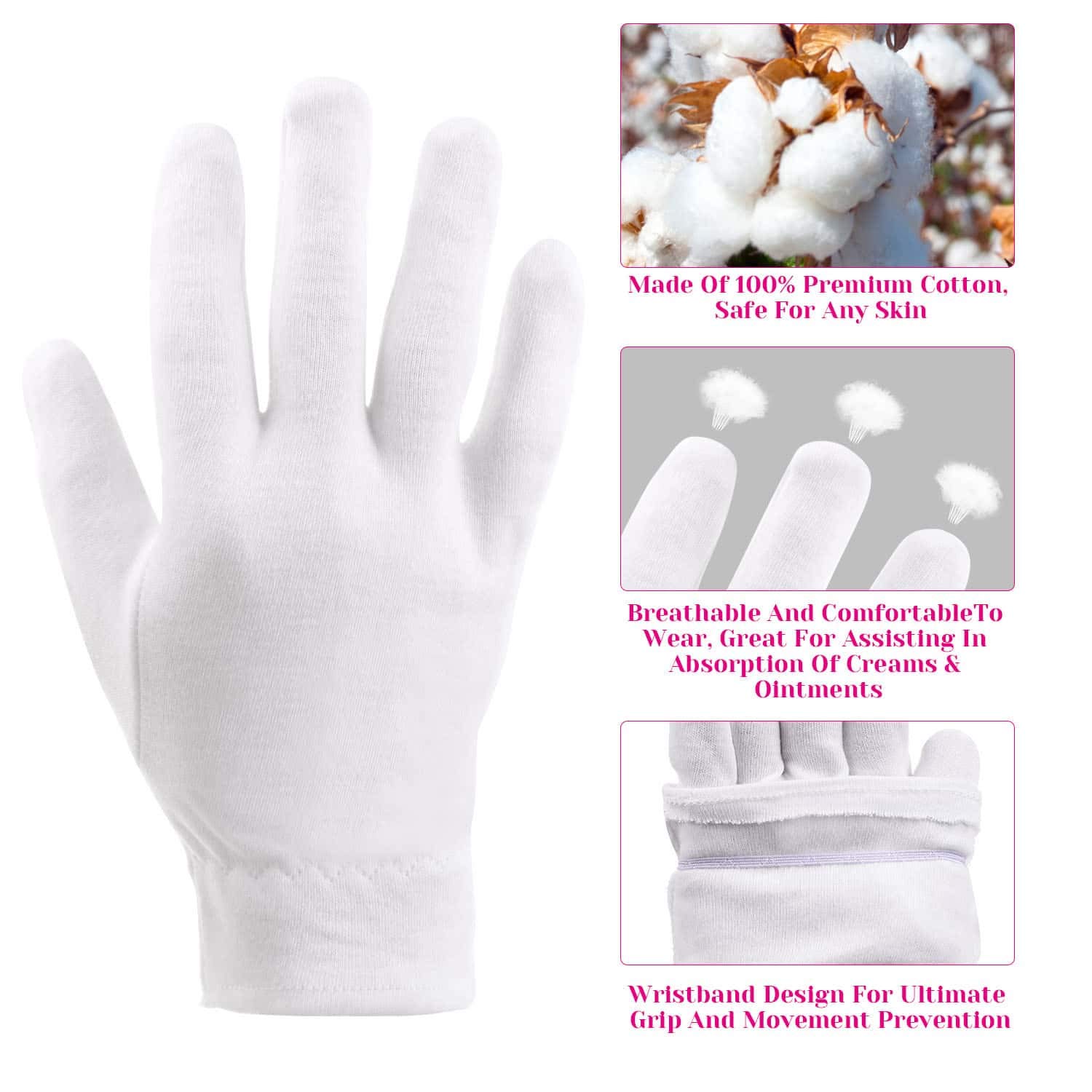 100% Cotton Gloves for Dry Hands Eczema, Selizo 10 Pairs White Cotton Gloves for Women Dry Hands Moisturizing Cosmetic Sensitive Irritated Skin Spa : Beauty