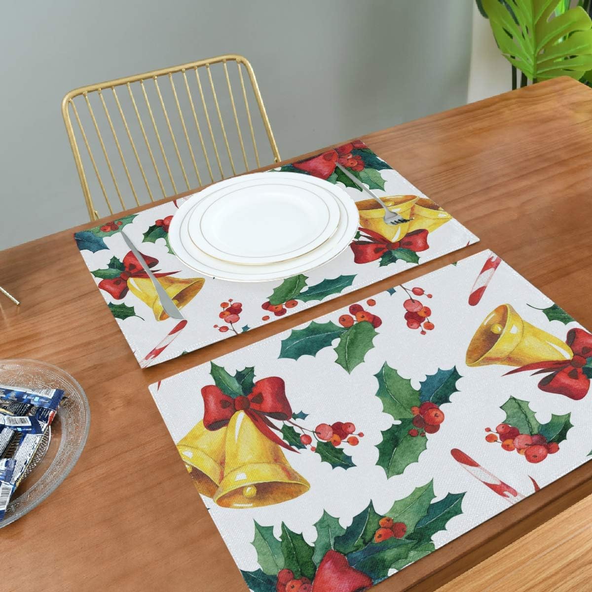 Christmas Place Mats Set of 1 for Kitchen Dinner Burlap