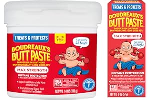Boudreaux's Butt Paste Maximum Strength Diaper Rash Cream, Ointment for Baby, 2 oz Tube & 14 oz Jar