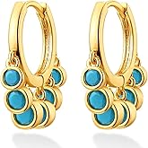 BENEIGE Gold Dangle Huggie Hoop Earrings for Women 14k Gold Plated Dainty Dangle Hoops Earrings Boho Beach Handmade Hypoallergenic Jewelry Gift