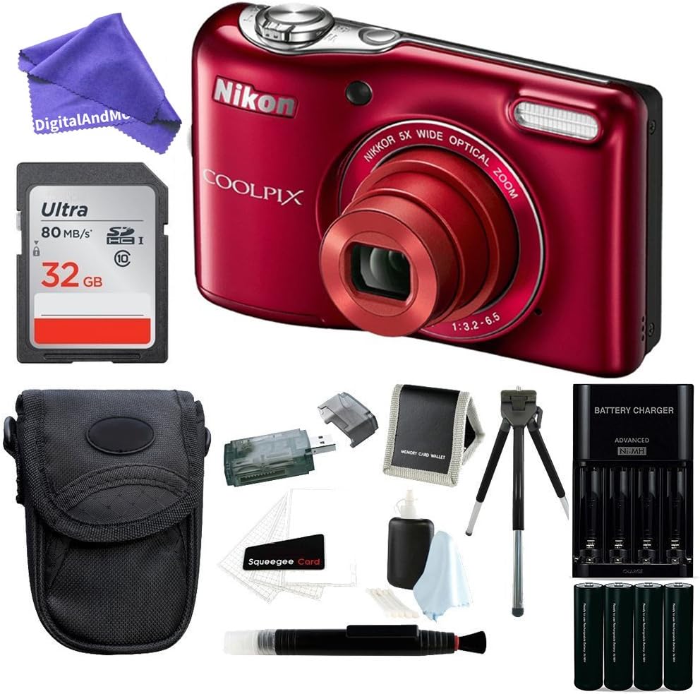 Nikon Coolpix L32 Digital Camera With 5x Wide Angle Nikkor Zoom Lens 32gb Sdhc Memory Card Battery Charger Camera Case Digitalandmore Digital Camera Accessory Bundle Amazon Ca Camera Photo