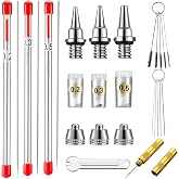Honoson 21 Pcs Airbrush Nozzle Cap Kit 0.2 0.3 0.5 mm for Sprayer | Airbrush Needle Replacement Parts with Wrench and Airbrush Cleaning Kit