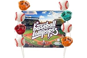 ZOFIA SWEET 24 Ct Home Run Baseball Candy Lollipops Suckers Individually Wrapped Bulk, Baseballs & Gloves with 4 Colors + 4 Fruit Flavors, Sports Themed Sucker Lollipop Candies for Party Favors & Team Treats