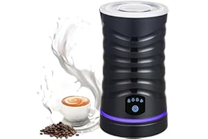 IROSIY Electric Milk Frother, 4 in 1 Milk Steamer With Magnetic Technology, Hot & Cold Foam, Milk Warmer, Hot Chocolate Maker, Quiet Operation, 140-430ml Capacity (Black)