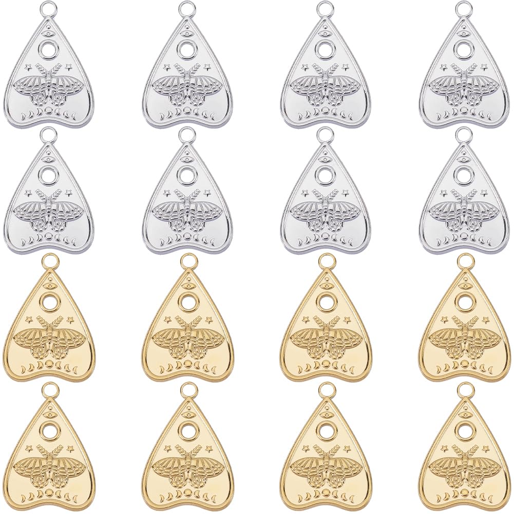SUNNYCLUE 1 Box 20Pcs Astrology Charms Bulk Ouijas Charm Silver Divination Board 18K Gold Plated Heart Stainless Steel Magic Charm for jewellery Making Charms Supplies DIY Necklace Bracelet Earrings