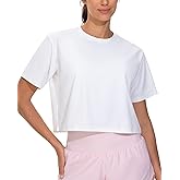 THE GYM PEOPLE Workout Crop Tops for Women Short Sleeve Shirts Loose Fit Yoga Athletic Basic Cropped T-Shirts