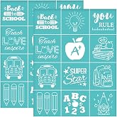 OLYCRAFT 2Pcs 8.6x11 Inch Self-Adhesive Silk Screen Printing Stencil Study Supplies Mesh Transfers Stencil Back to School Silk Screen Stencils for Painting on Wood DIY T-Shirt Fabric