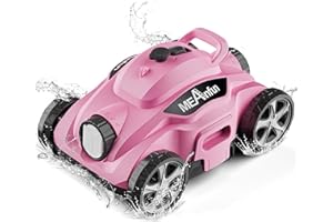 MEANFUN 2024 New Cordless Robotic Pool Vacuum Cleaner, Last 110 Mins & Clean 1076 Sq. Ft for Above Ground and Inground Pool Robot - 5800mah Automatic Parking Pools Cleaning Tools PC01 Pink