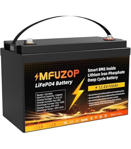 値下げしました！ MFUZOP LiFePO4バッテリー 12V 100Ah Amazon.com: MFUZOP 12V 100Ah LiFePO4 Battery, 100A Smart BMS