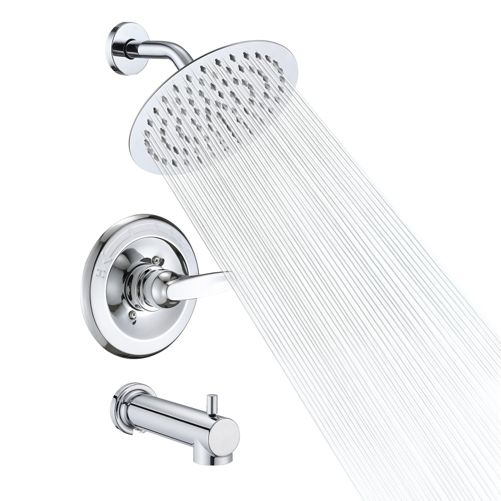 Photo 1 of RAINREVIVE Replacement Faucet Shower Trim Kit for Delta 1300/1400 & 13/14 Series, Tub Shower Faucet Set, High Pressure 8" Round Rain Shower Head - Chrome (Valve/Cartridge Not Included)