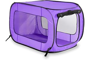 Beatrice Home Fashions Portable, Collapsible, Pop Up Kennel Travel Cat and Dog Crate, 32.5" L x 19.5" W x 19.5" H, Purple