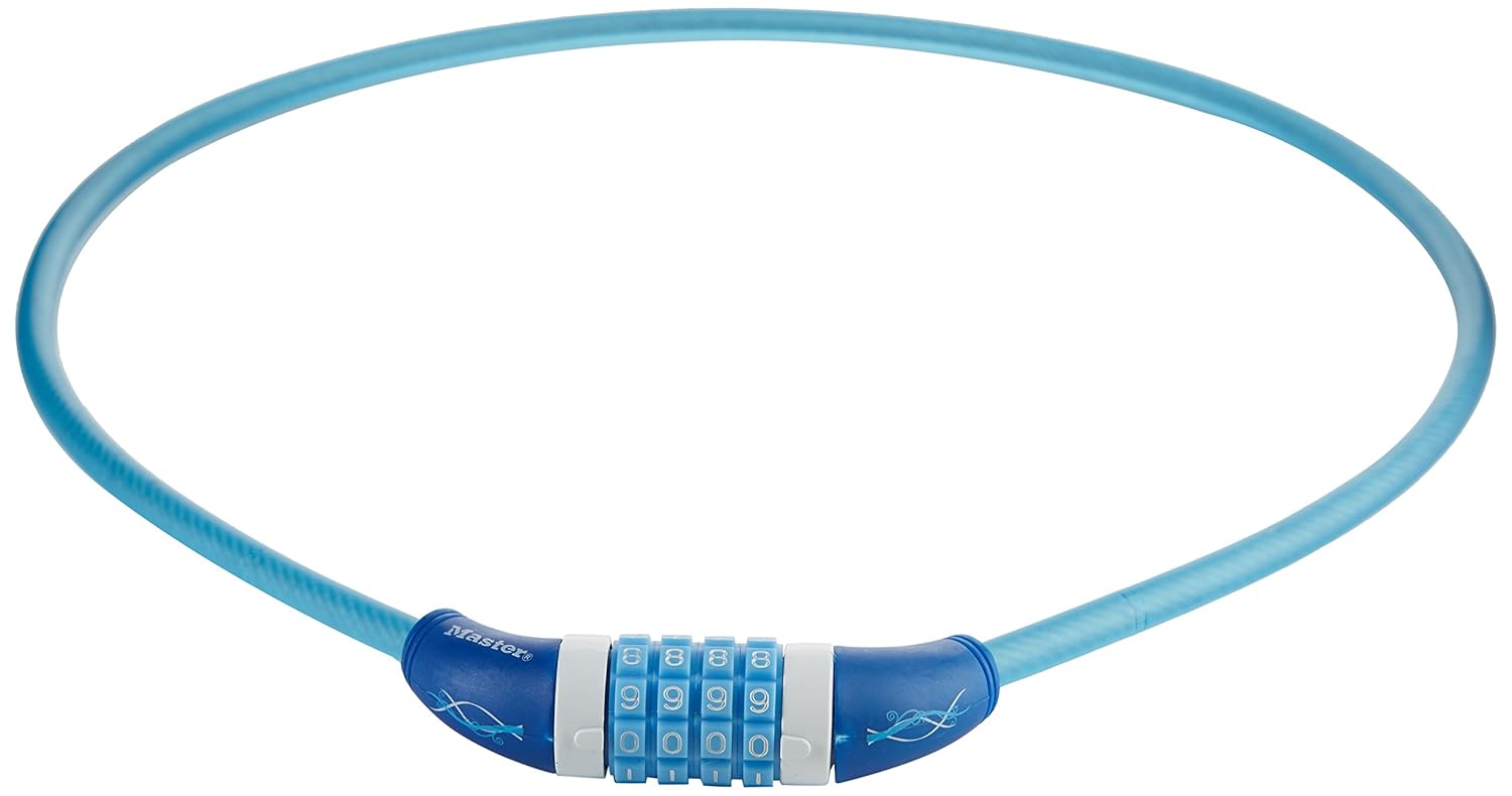Master Lock 4 Digit Resettable Combination Cable Lock, 10 x 1200 mm Blue Amazon.co.uk Sports