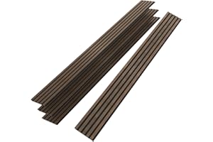 UMIACOUSTICS Wood Slat Acoustic Panels, 4 PCS Diffusion Wall Panels, Decorative Sound Proof Panels for Home Office Cinema -Deep Walnut