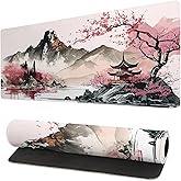 Watercolor Japanese Large Gaming Mouse Pad,Mouse Pad Gaming 31.5 x 11.8 in Mouse Mat Desk Pad,Large Desk Mat,Extended Keyboard Mousepad with Non-Slip Base and Stitched Edge for Desk Home Office
