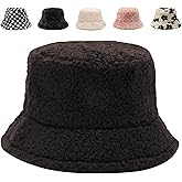 Gadfary Bucket Hat Women Furry Fuzzy Bucket Hats for Ladies, Winter Warm Fluffy Plush Faux Fur Hat for Women
