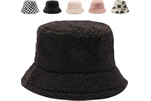 Gadfary Bucket Hat Women Furry Fuzzy Bucket Hats for Ladies, Winter Warm Fluffy Plush Faux Fur Hat for Women
