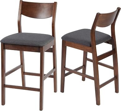 Amazon Com Luckyermore 24 Counter Height Chairs Upholstered Dining Chair Bar Stools Solid Wood Leg Soft Cushion Pub Height Ergonomics Back Set Of 2 Table Chair Sets