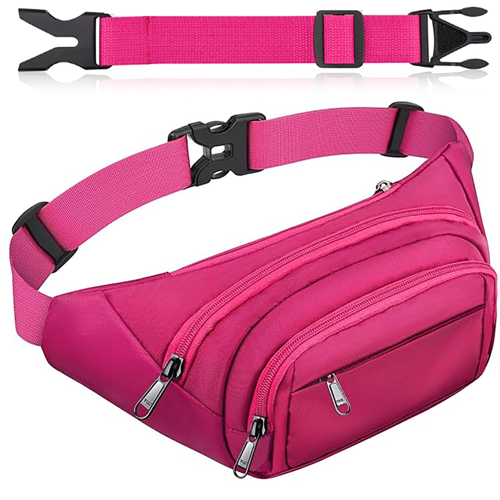 4 Pockets BumBags Ladies 35cm Extended Belt Large Waist Bum Bag Men,Large Capacity Waist Bag Waterproof Rose Fanny Pack for iPad mini & iPhone- Gift Bag Women for Sport Travel Hiking Cycling