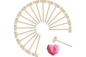 TDOCK 50 Pcs Mini Wooden Hammers for Breakable Chocolate Bulk, Natural Wood Toy Mallets for Kids