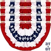 4 Pack 250th Anniversary Extra Large 3x6 Feet American Bunting Flag, Memorial Day Decoration Pleated Fan Red White Blue USA 250th Birthday Banner Patriotic Decor 4th of July Fourth July Outdoor