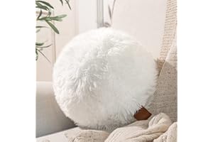 ASHLER HOME DECO Ashler Plush Ball Throw Pillow and Cushion for sofa, Cute Style Round Pillow with Handle, Super Soft Spherical Pillow for bedroom, Circle Orb Shaped Decorative 10 x 10 inches Off White
