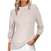 Allegra K Pullover Sweaters for Women Long Sleeve Classic Crew Neck Ribbed Knit Sweater Tops Casual Fall Fashion 2025
