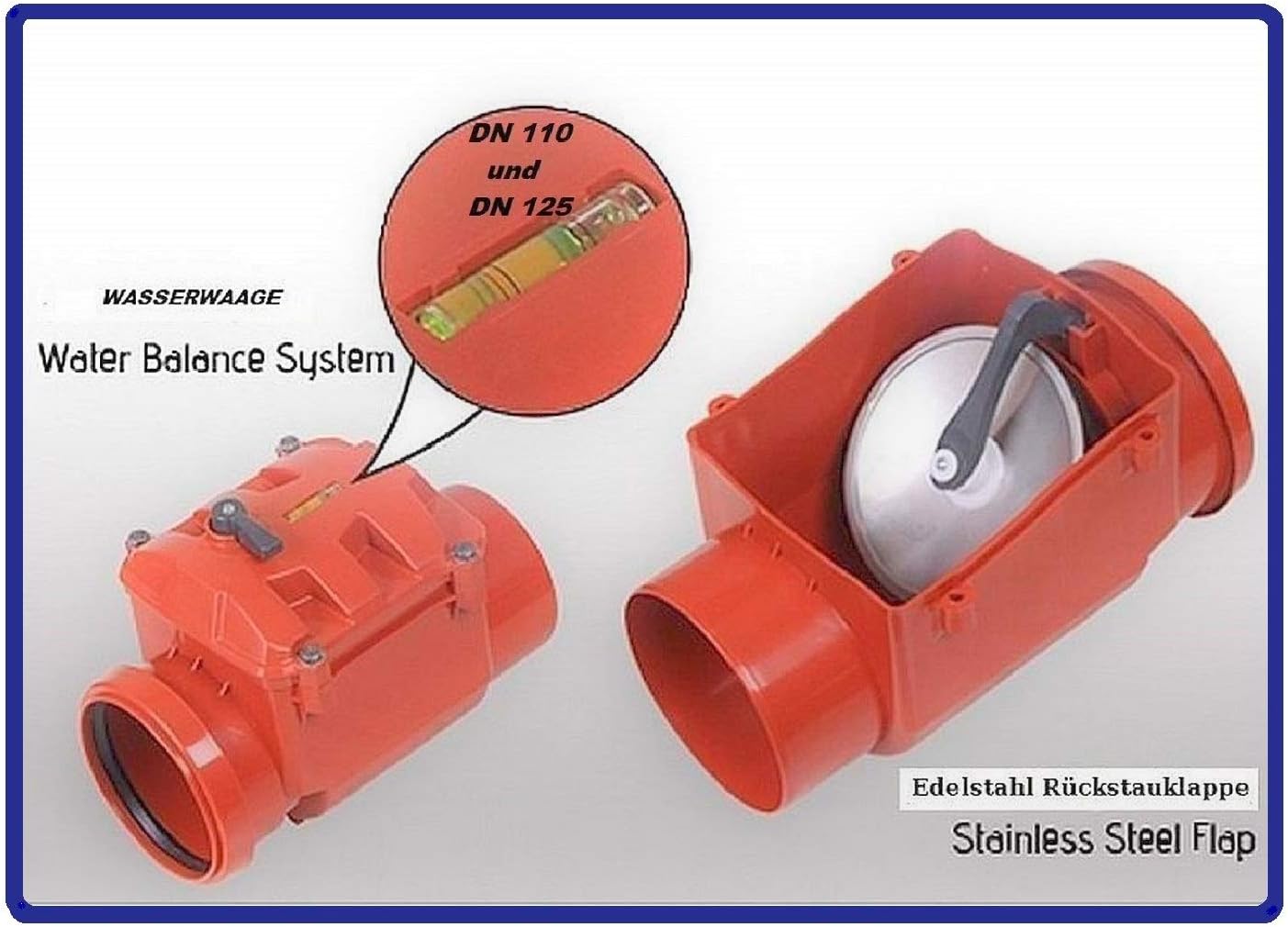 UZMAN Backflow Seal DN110 with Spirit Level and Lockable Stainless Steel Backflow Flap, Backflow Protection, Backstop Valve - Image 3