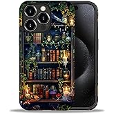 DAIZAG Compatible with iPhone 15 Pro Max Case,Book Lover Bookshelf Full Pattern Plastic Soft TPU Anti-Drop,Double Protection Corner Case for iPhone 15 Pro Max