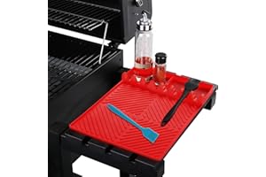 RUYE Grill Mat- Side Shelf Mat for Blackstone Silicone Grill Pad for Outdoor Grill Kitchen Counter Large Silicone Spatula Mat with Drip Pad, Grill BBQ Caddy Utensils Holder for Griddle Accessories