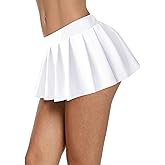 Afibi Women Sexy Stretchy Elastic Waist Pleated Ruffle Mini Skirt for Schoolgirl Outfits