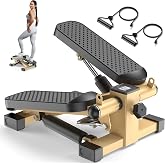 XVCAS Mini Stair Stepper with Resistance Bands and LCD Monitor | 220 lb capacity, adjustable step height and compact design for convenient home cardio workouts