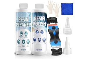 WANJAO Resin Polishing Kit, Resin Cleaner with Scraper Gloves and Cloth Fast Penetration Precise Removes Scratches and Scuffs for Resins Countertops Floors Furniture Crafts, 250g+250g