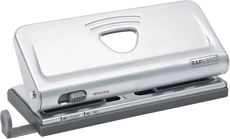 Rapesco 1344 Adjustable 6-Hole Punch 10 Sheet Silver Organiser/Diary