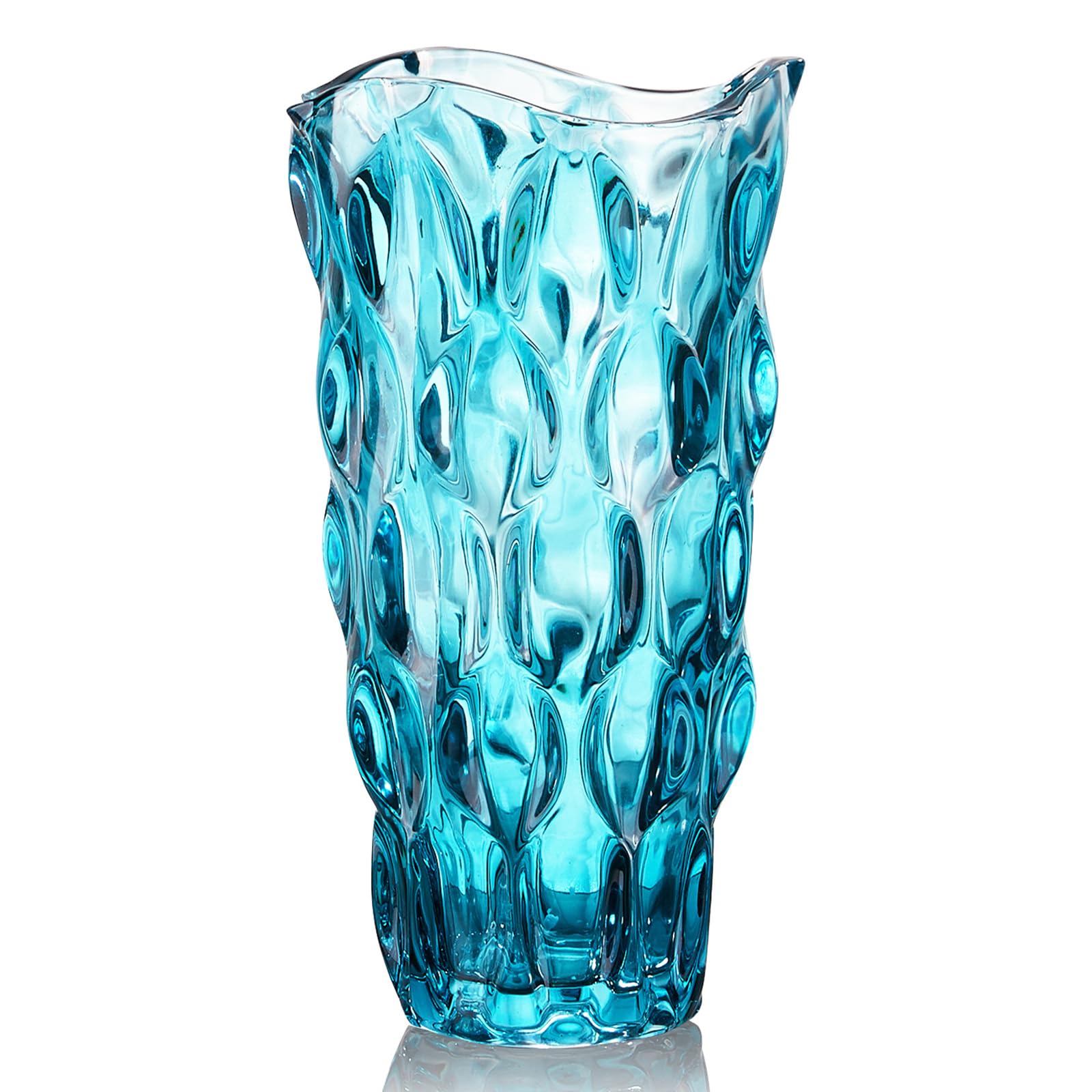 CEMABT Glass Vases for Flowers，Thickened 3.4 lb Morden vases for Tables Centerpieces, vase for Home Decor, Crystal,Colorful,Vintage and Clear Rose Large Vases Christmas Day Gifts（Blue）