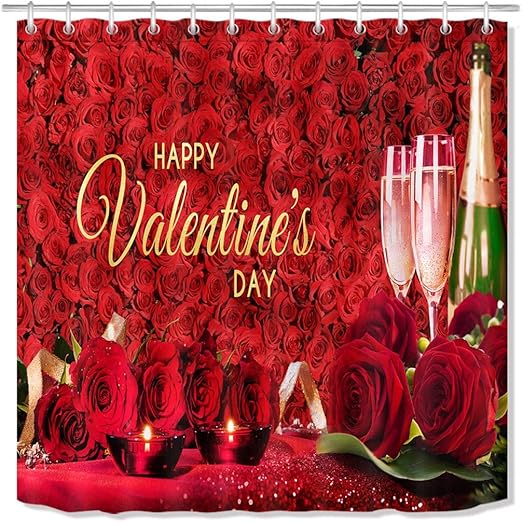 Amazon Com Lb Red Rose Shower Curtain Happy Valentine S Day