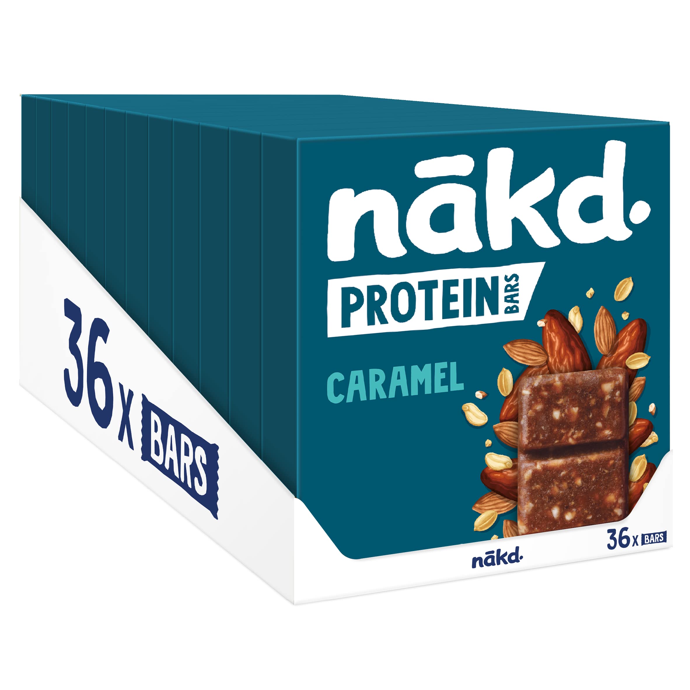 nakd. Protein bars Caramel - 7g plant-based protein - 100% Natural ingredients - No added sugar - Vegan - 36 x 45g bars - 2620g