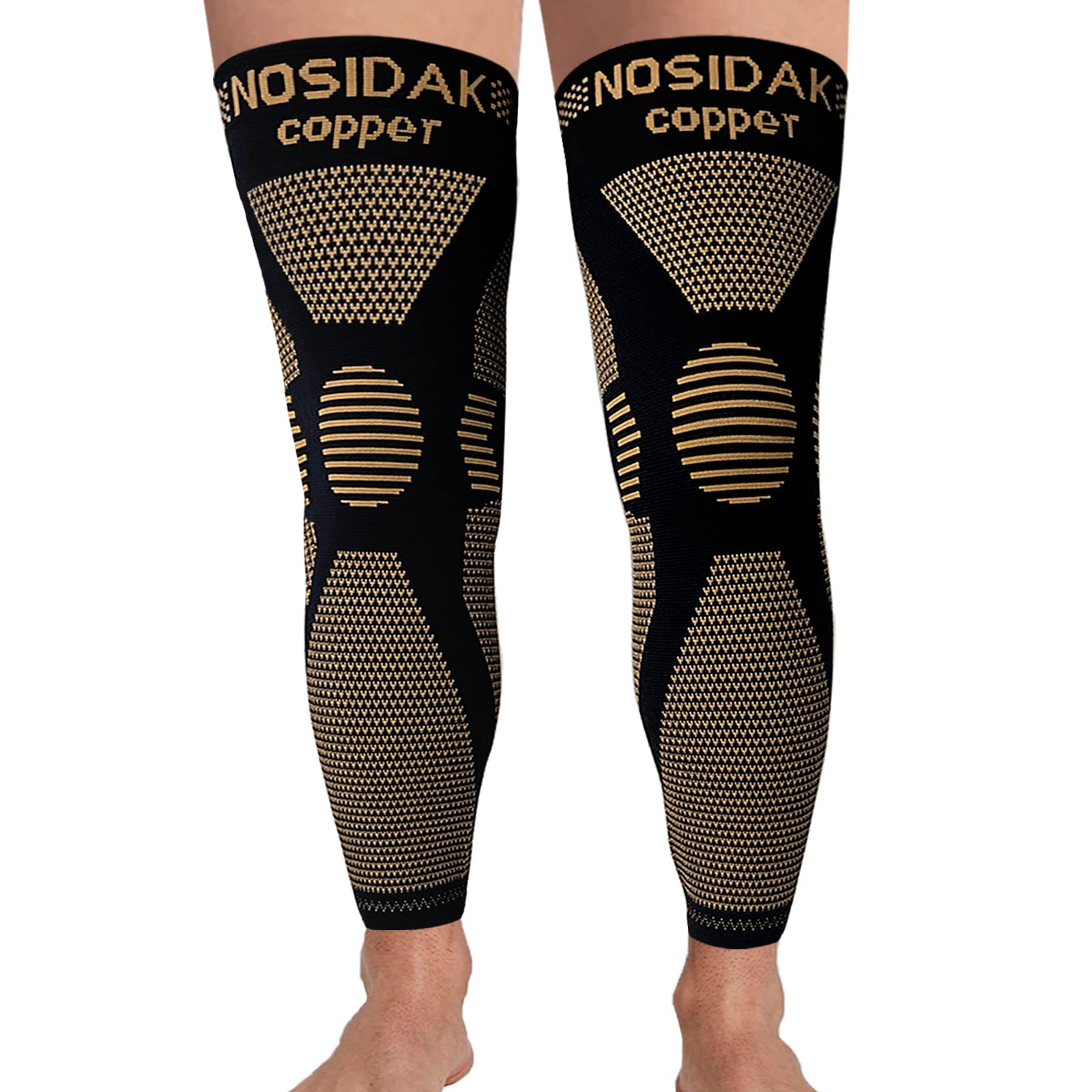 Photo 1 of NOSIDAK Full Leg Compression Sleeve (Pair), Copper Knee Sleeves, Anti Slip Compression Stockings, Support for Thigh, Knee, Calf, Arthritis, 20-30mmHg Reduce Varicose Veins, Swelling for Men & Women