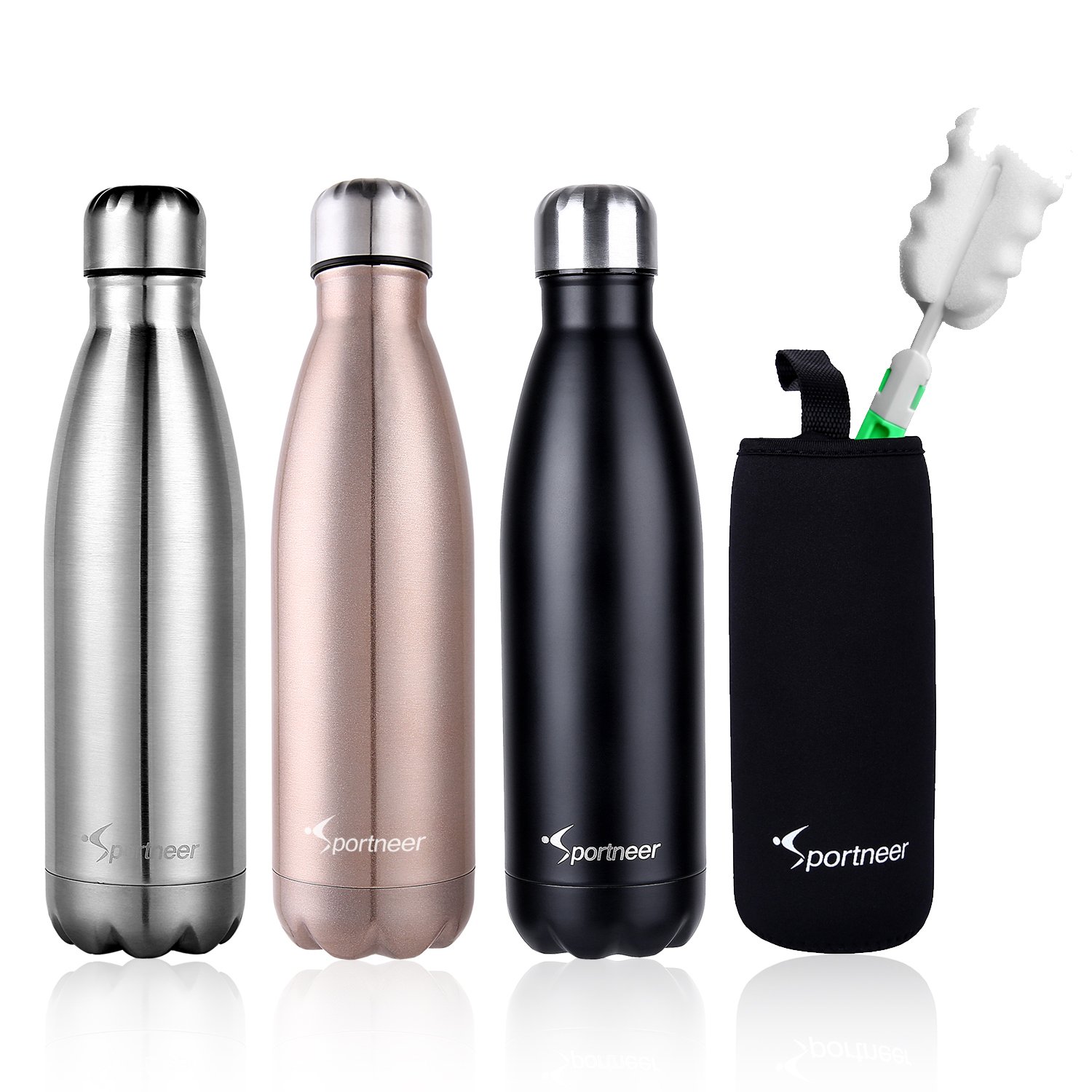 Water Bottle Sportneer 17oz Double Wall Vacuum Insulated Stainless