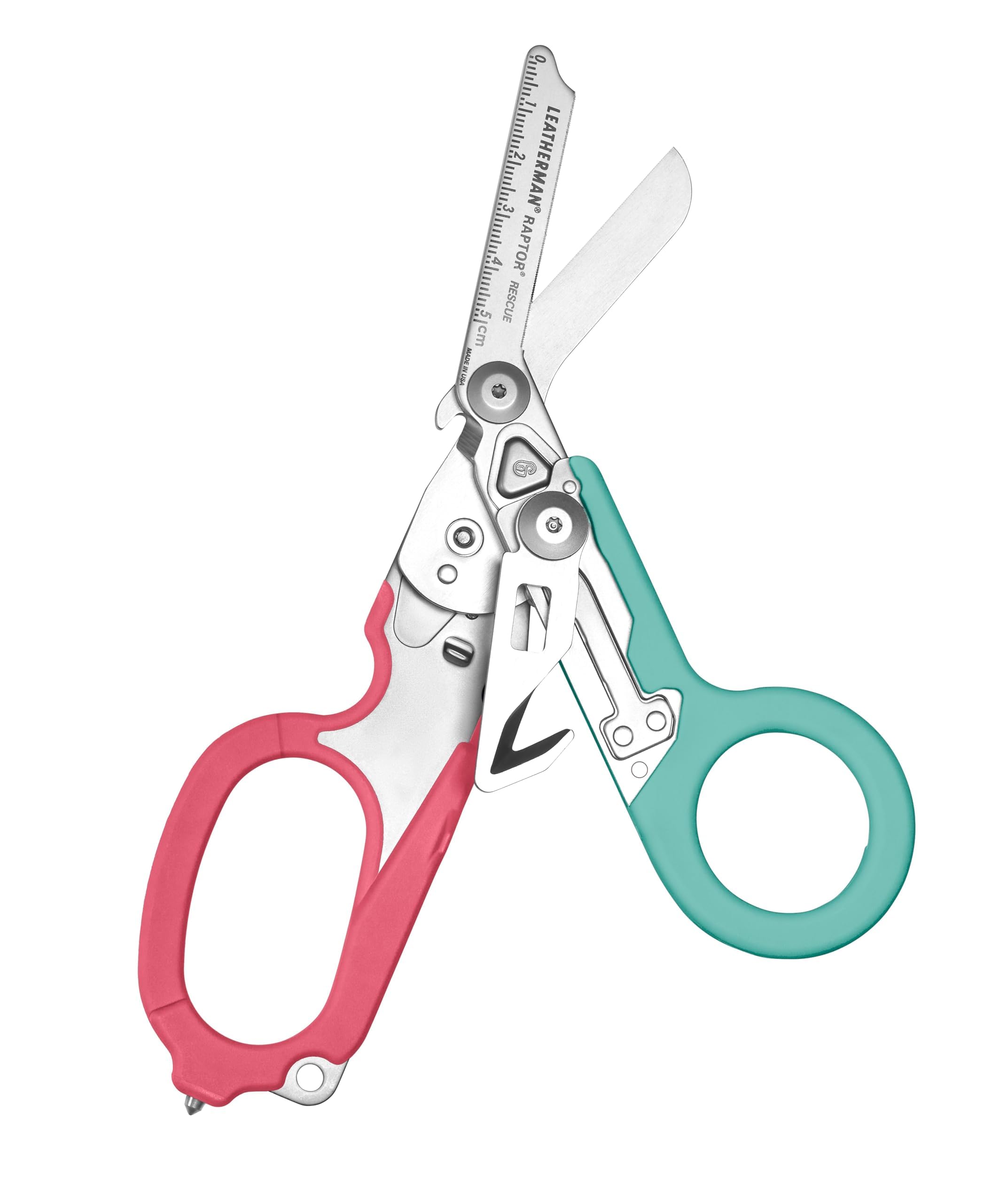 LEATHERMAN, Raptor Rescue, 6-in-1 Heavy-Duty Emergency/Trauma Shears with Carbide Glass Breaker & Strap Cutter, Made in the USA, SOUTH BEACH/UTILITY/BOX-DOM Image