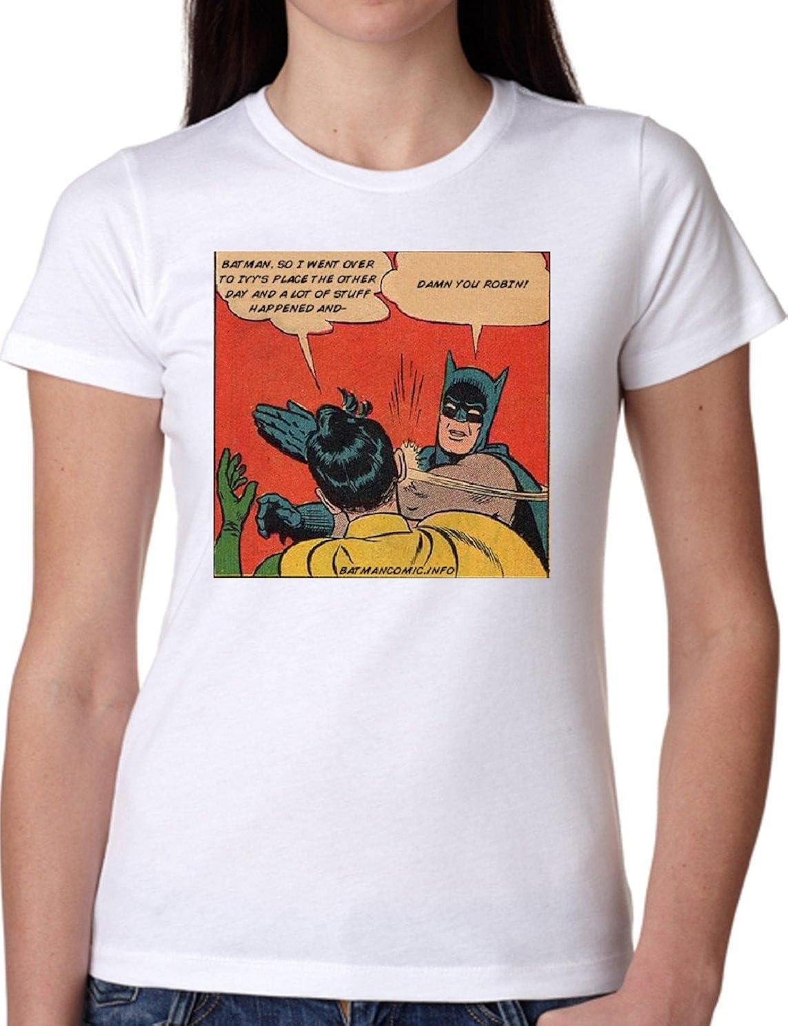 Jode T Shirt Girl Ggg22 Z0757 Bat Hero Comics Robin Slap Hand Funny Fashion Cool Amazon Co Uk Clothing