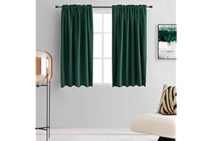 DONREN Hunter Green Blackout Thermal Insulating Window Curtains Drapes for Bedroom - 42 Inch Width Curtains Panels with Rod Pocket (42 by 45 Inch Length,2 Panels)