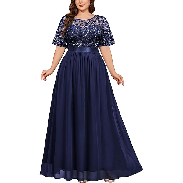 green emerald velvet dress Floral Lace Sequin Embellished 3/4 Flare Sleeve Evening Party Maxi Dre –  Miusol main image 1