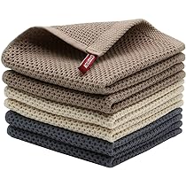 LANEPORTIA Lot De 6 Torchons De Cuisine 100 % Coton Gaufré