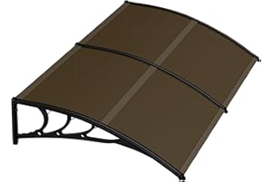 NOVA MICRODERMABRASION 40 inch x 80 inch Window Awning Door Canopy Polycarbonate Cover Outdoor Front Door Patio Sun Shetter (Brown 1pcs)