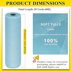 54" by 20 Yards Blue Tulle Fabric Rolls - Tutu