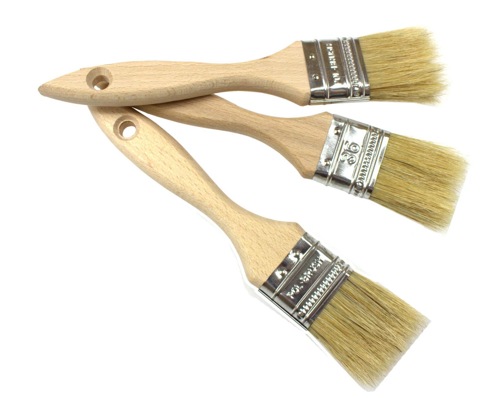 POL-BRUSH Flat Paint Brushes Set - Professional Multipurpose Flat Paint Brush - Good for Walls, Ceiling Paint, Fence, Shed, and Decking - Precision Cutter Brush – 3 pcs Size 1,41” (36 mm)