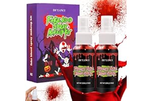 2 PCS Fake Blood Splatter ,DE'LANCI Halloween Fake Blood Makeup Kit Washable ,Special Effects Fake Blood Spray for Zombie Vampire Clown Cosplay Mouth Eyes Clothes Dress Up ,SFX Makeup Set Safe Paint ,100ml