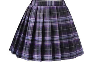 BIRBYRRLY Girls' Pleated Plaid Mini Skirt with Shorts Girl Uniform School Tennis Skater Skirts Skort 2T-14Y