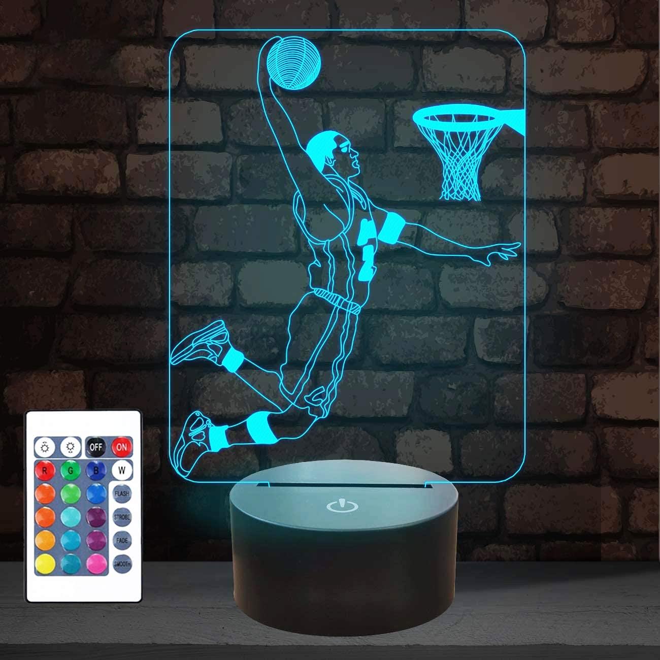 FULLOSUN Basketball 3D Night Light, Basketball Sport Gifts Bedside Lamp